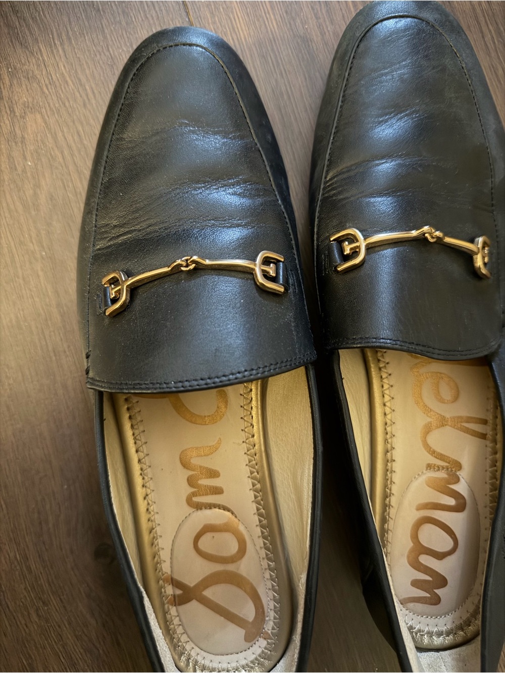 Sam Edelman Black Leather Horsebit Slip-On Loafers